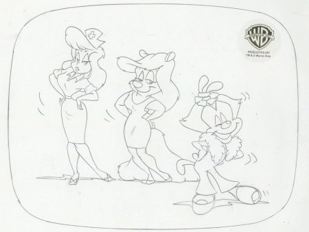 Animaniacs Original Production Drawing: Nurse, Minerva, and Dot Cheap