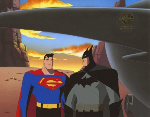 Superman the Animated Series Original Production Cel: Superman and Batman For Sale